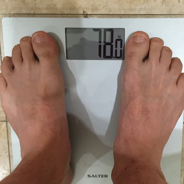 78.0kg on the scales